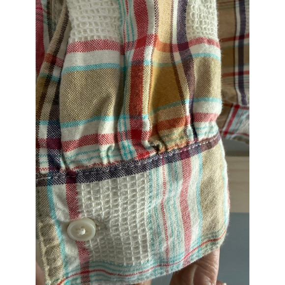 St. John’s Bay Plaid Ruffle-Neck Blouse – Size M – 100% Cotton - Picture 3 of 6